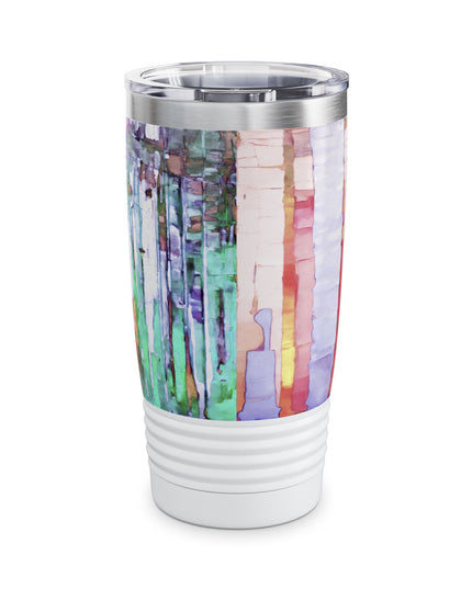 Striped Pastels Ringneck Tumbler, 20oz in white