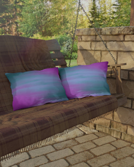 Dark Blue Green Sea Purple Fog 20" x 14" Outdoor Pillow
