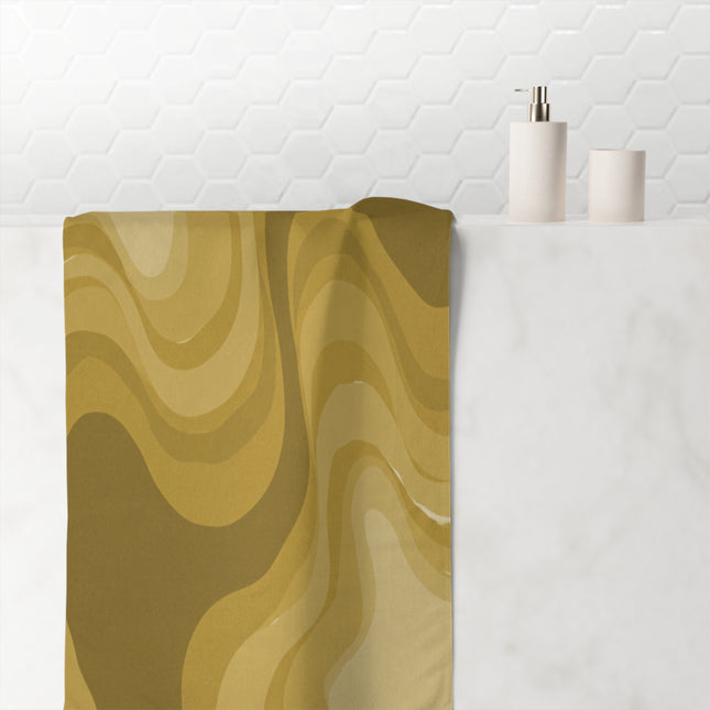 Brown Wavey 30" x 60" Mink-Cotton Towel (50% polyester, 50% cotton)