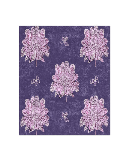 Magenta Floral Butterflies 50" x 60" Crushed Velvet Blanket