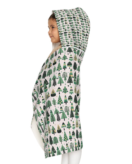 Mini Vintage Green Trees Youth Hooded Towel, 24" x 48"