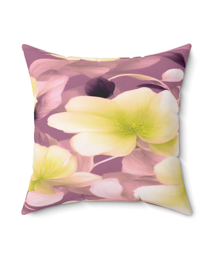Lemon Blossom Floral Bunch Faux Suede Square Pillow, 18" x 18"