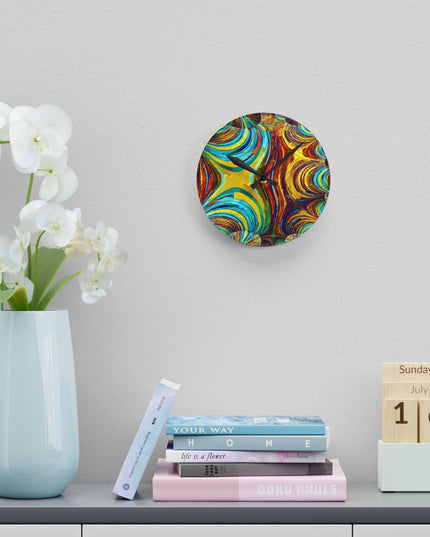 Uzi Spiral Alpha Acrylic Round Wall Clock, 8" x 8"