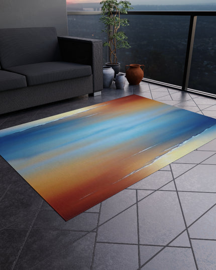 Blue Sea Red Orange Fog Outdoor Rug, 60" x 84"