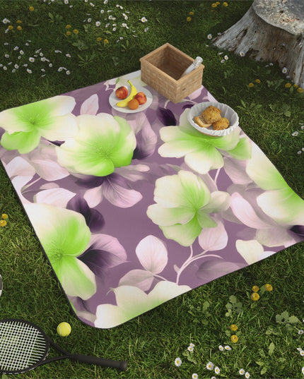 Lime Lavender Floral Bunch 61" × 51" Picnic Blanket