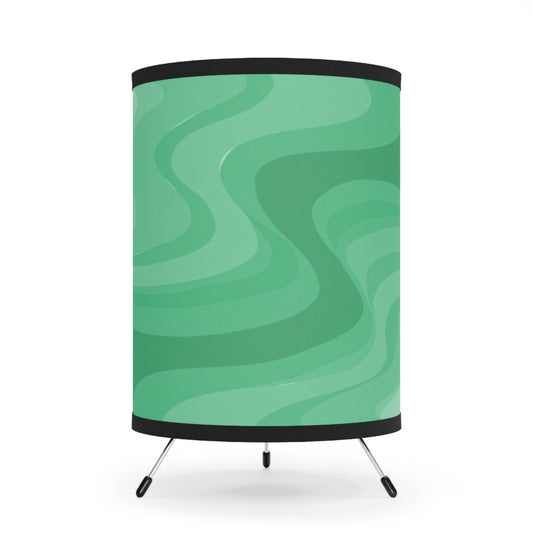 Mint Green Wavey Tripod Lamp with High-Res Printed Shade, US\CA plug