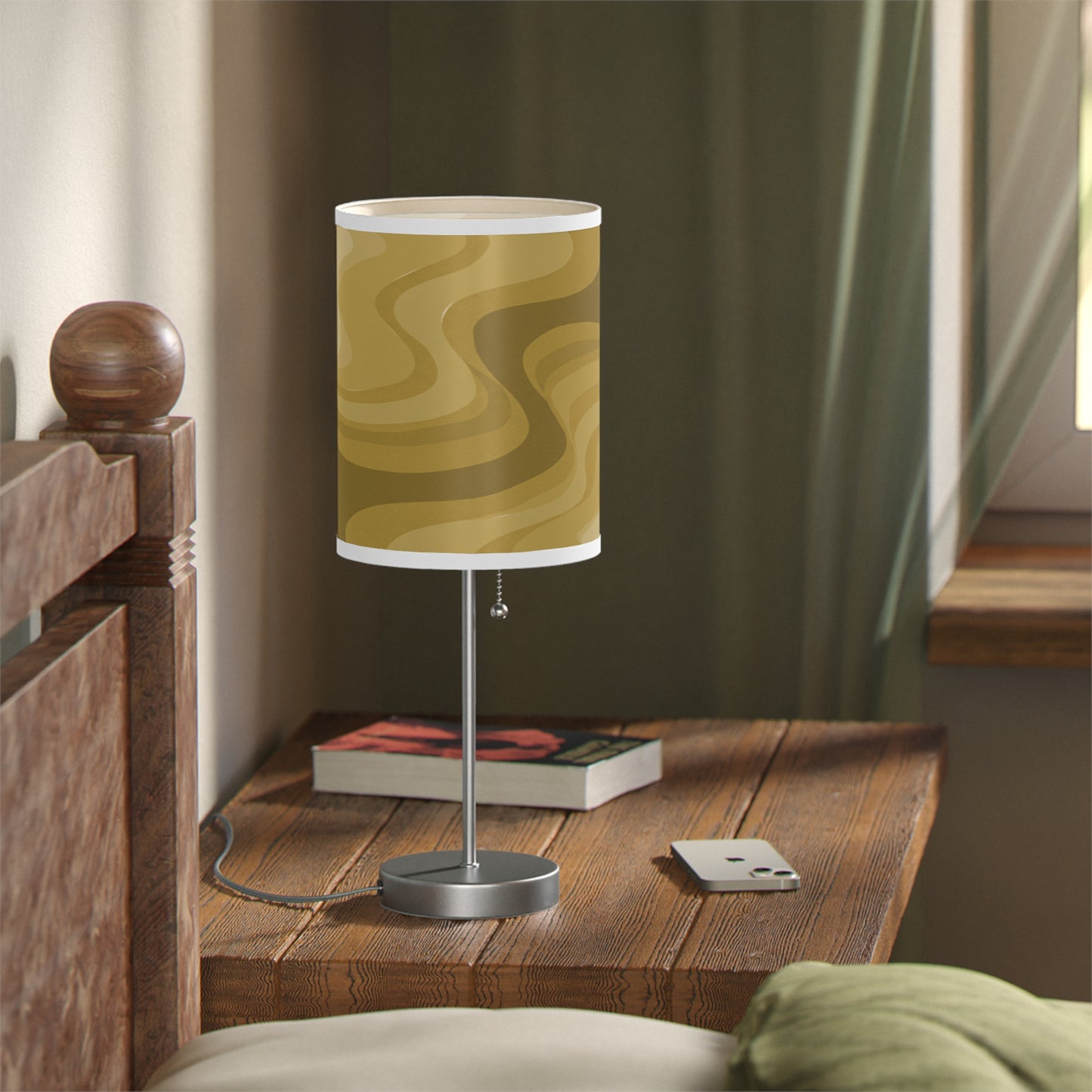 Brown Wavey Table Lamp on a White or Silver Stand, US|CA plug