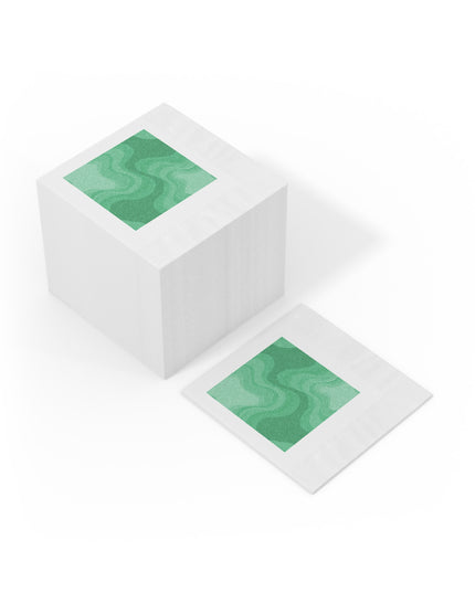 Mint Green Wavey White Coined Napkins, 4.8" x 4.8"