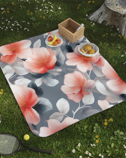Red Blossom Floral Bunch 61" × 51" Picnic Blanket