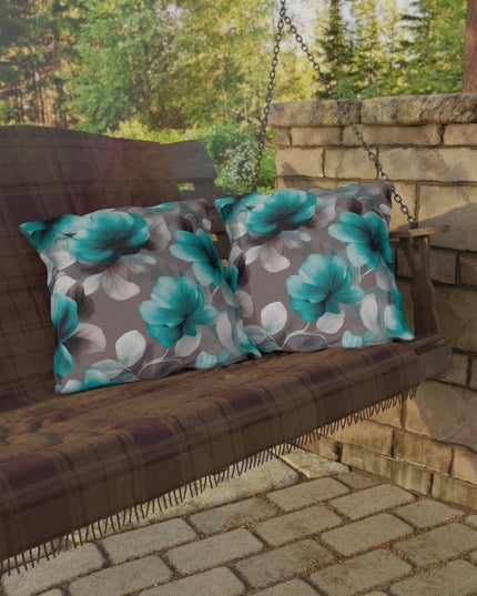 Tif Green Gray Floral Bunch 20" x 20" Outdoor Pillow
