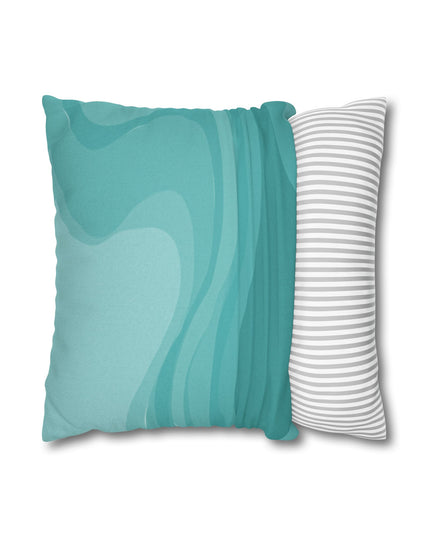 Tif Green Wavey Spun Polyester Square Pillowcase, 14" x 14"