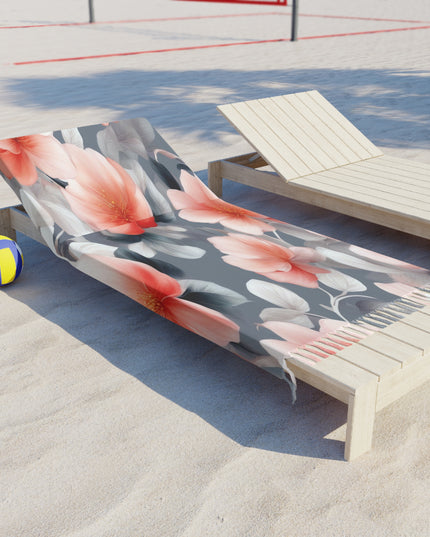 Red Blossom Floral Bunch 38" × 81" Boho Beach Cloth