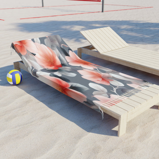 Red Blossom Floral Bunch 38" × 81" Boho Beach Cloth