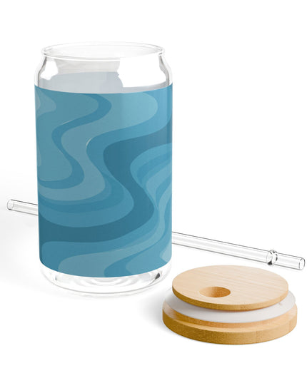 Sky Blue Wavey Sipper Glass, 16oz