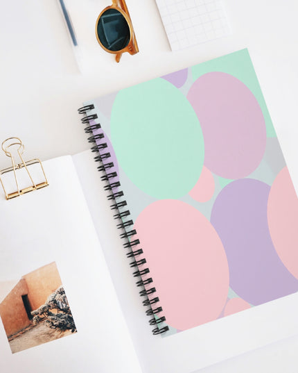 Pastel Peach and Soft Green Patches Spiral Notebook - Ruled Line, 6" x 8", 118 pagess