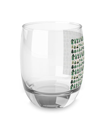 Mini Vintage Green Trees Whiskey Glass, 6 oz