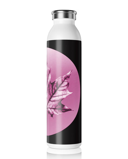 Magenta Maple Leaf Slim Water Bottle, 20 oz White