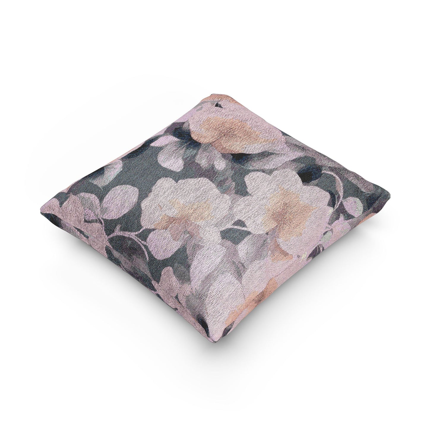 Peach Florals Woven Pillow, 17" x 18"