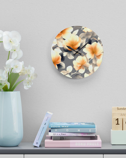Soft Blossom Floral Bunch Acrylic Wall Clock, Round or Square, 10.75" x 10.75"