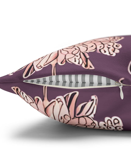 Pink Floral Butterflies Spun Polyester Square Pillowcase, 14" x 14"