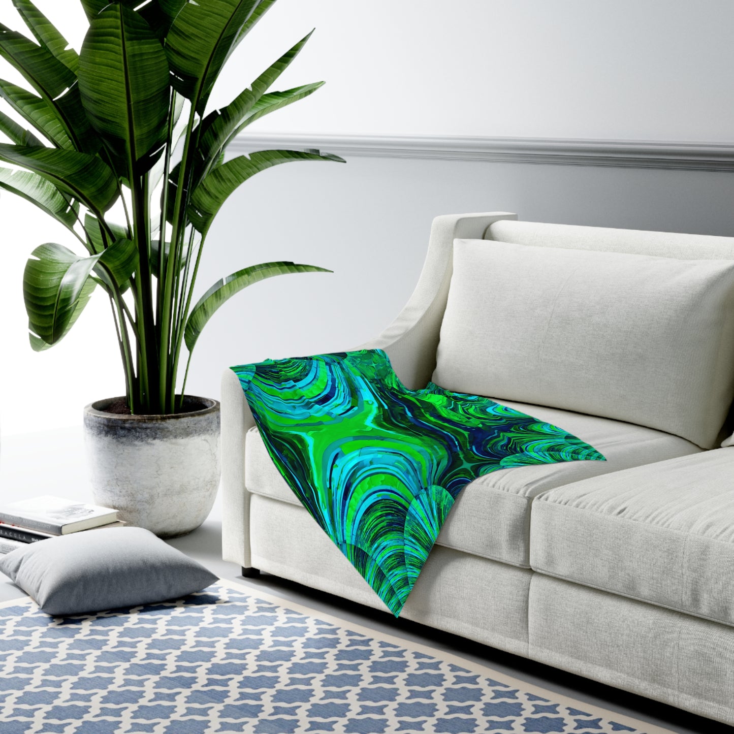 Uzi Spiral Blue Green Baby Swaddle 30″×40″ Blanket