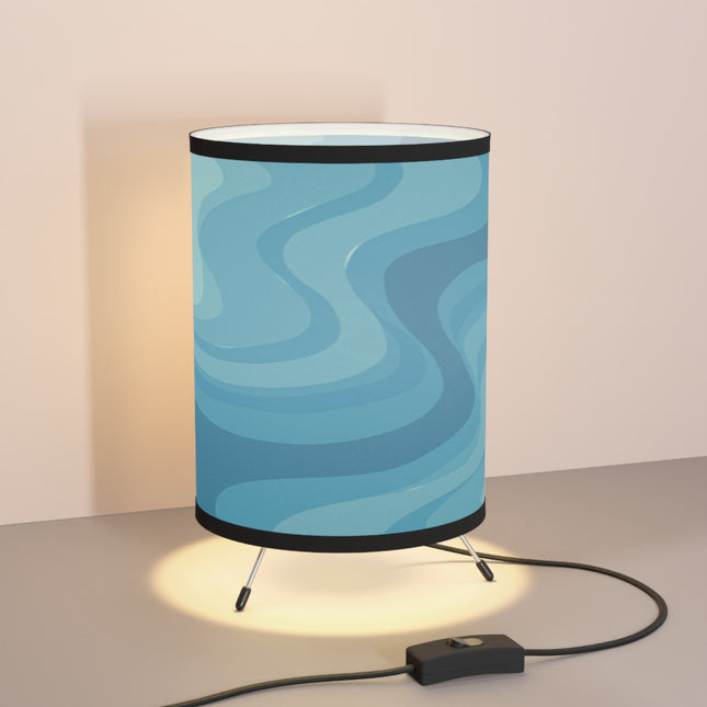Sky Blue Wavey Tripod Lamp with High-Res Printed Shade, US\CA plug