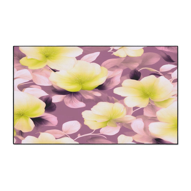 Lemon Blossom Floral Bunch Heavy Duty Floor Mat, 36" x 60"