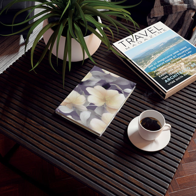 White Blush Floral Bunch Bunch Hard Backed Journal with 128 blank pages, 5.2" x 7.4"