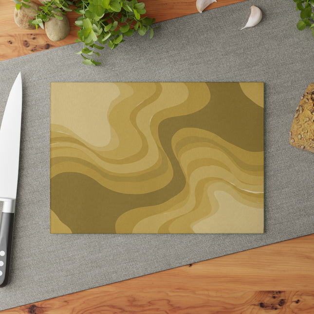 Brown Wavey 8" x 11" Glass Cutting Board