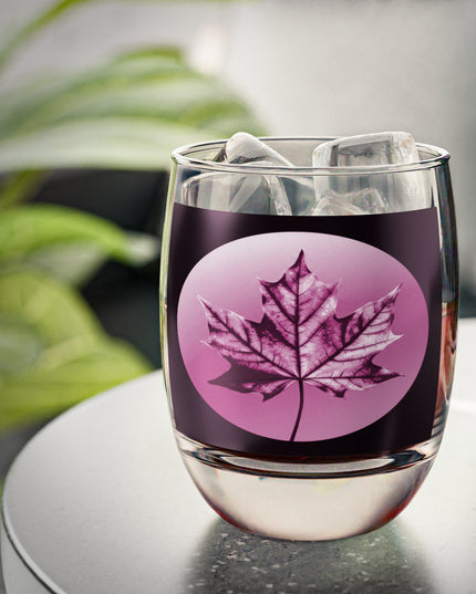 Magenta Maple Leaf Whiskey Glass, 6 oz