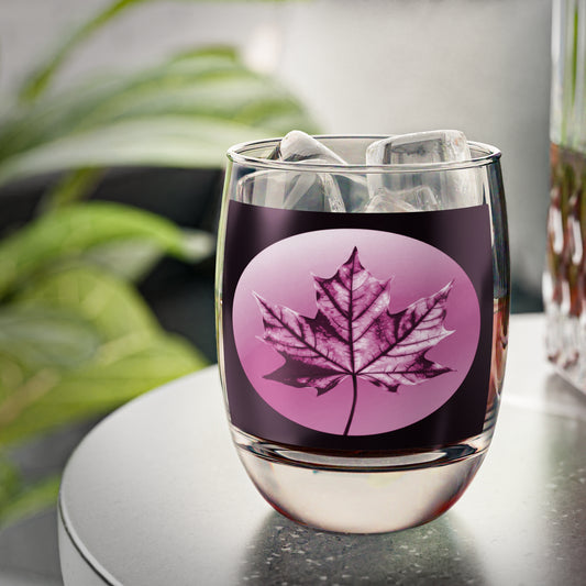 Magenta Maple Leaf Whiskey Glass, 6 oz