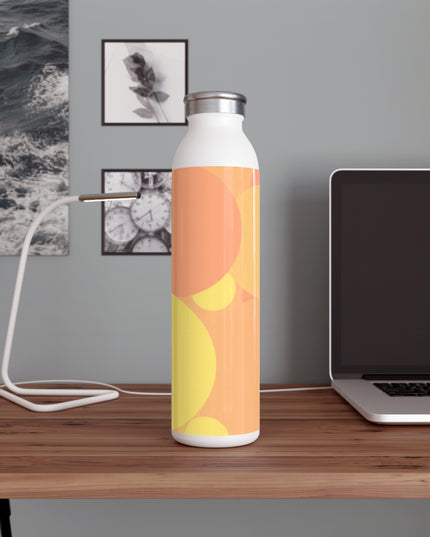 Pastel Bright Oranges Patches Slim Water Bottle, 20 oz White
