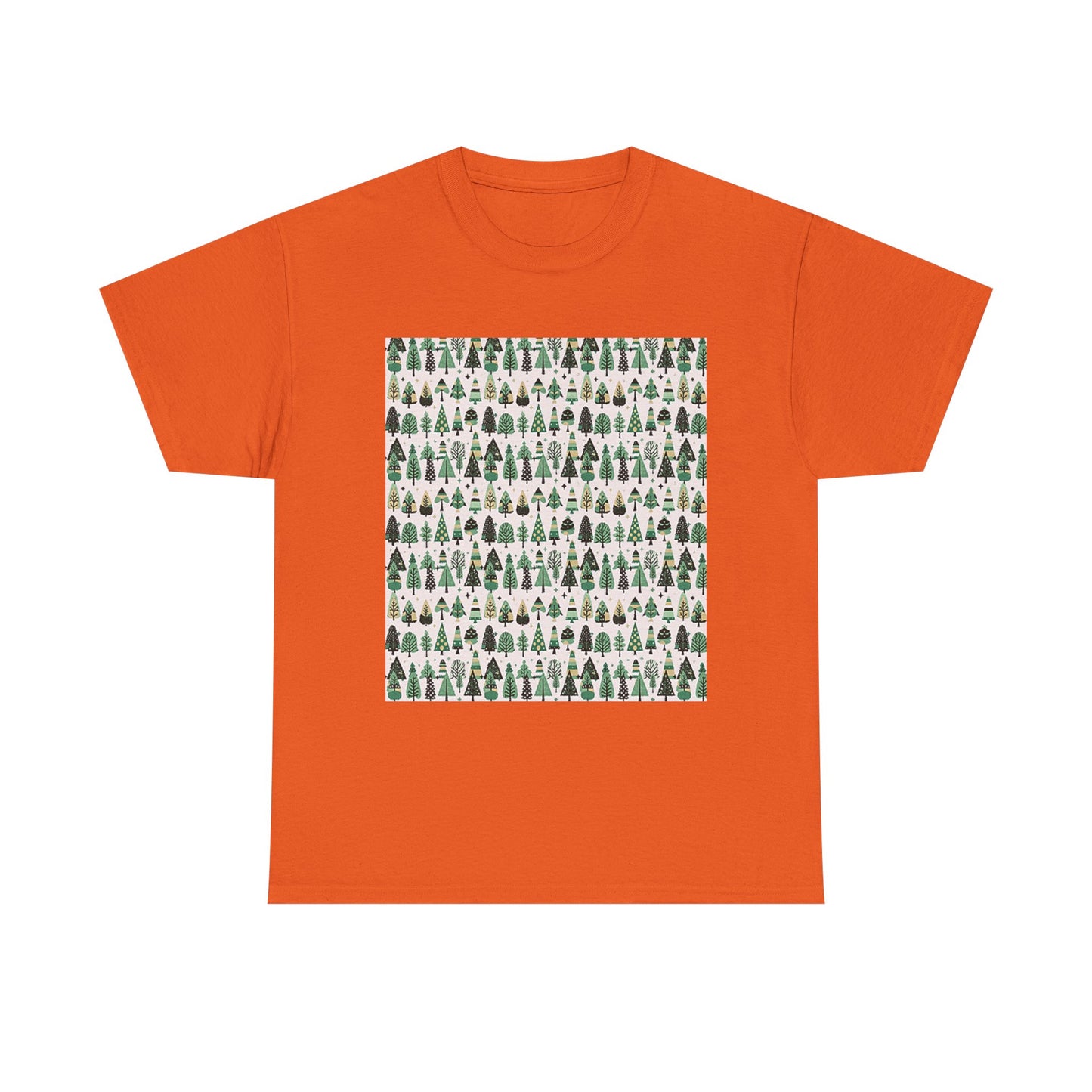 Mini Vintage Green Trees Unisex Heavy Cotton Tee, Medium