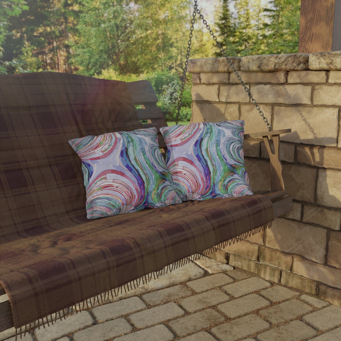 Uzi Spiral Pastels Outdoor Pillow, 16" x 16"