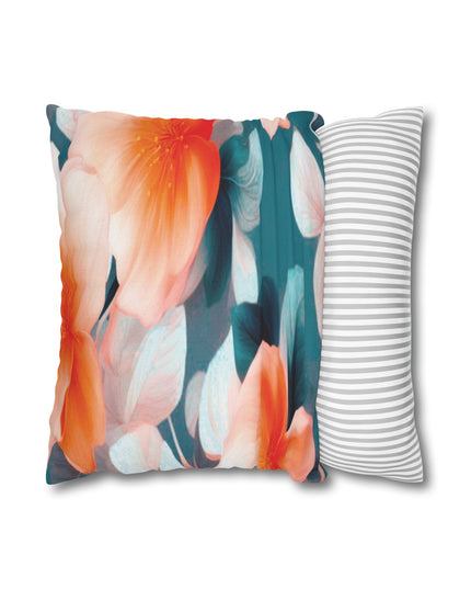 Orange Blossom Floral Bunch Spun Polyester Square Pillowcase, 14" x 14"