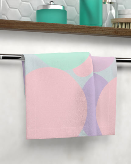 Pastel Peach and Soft Green Patches Face Towel, 13" x 13"