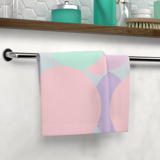 Pastel Peach and Soft Green Patches Face Towel, 13" x 13"