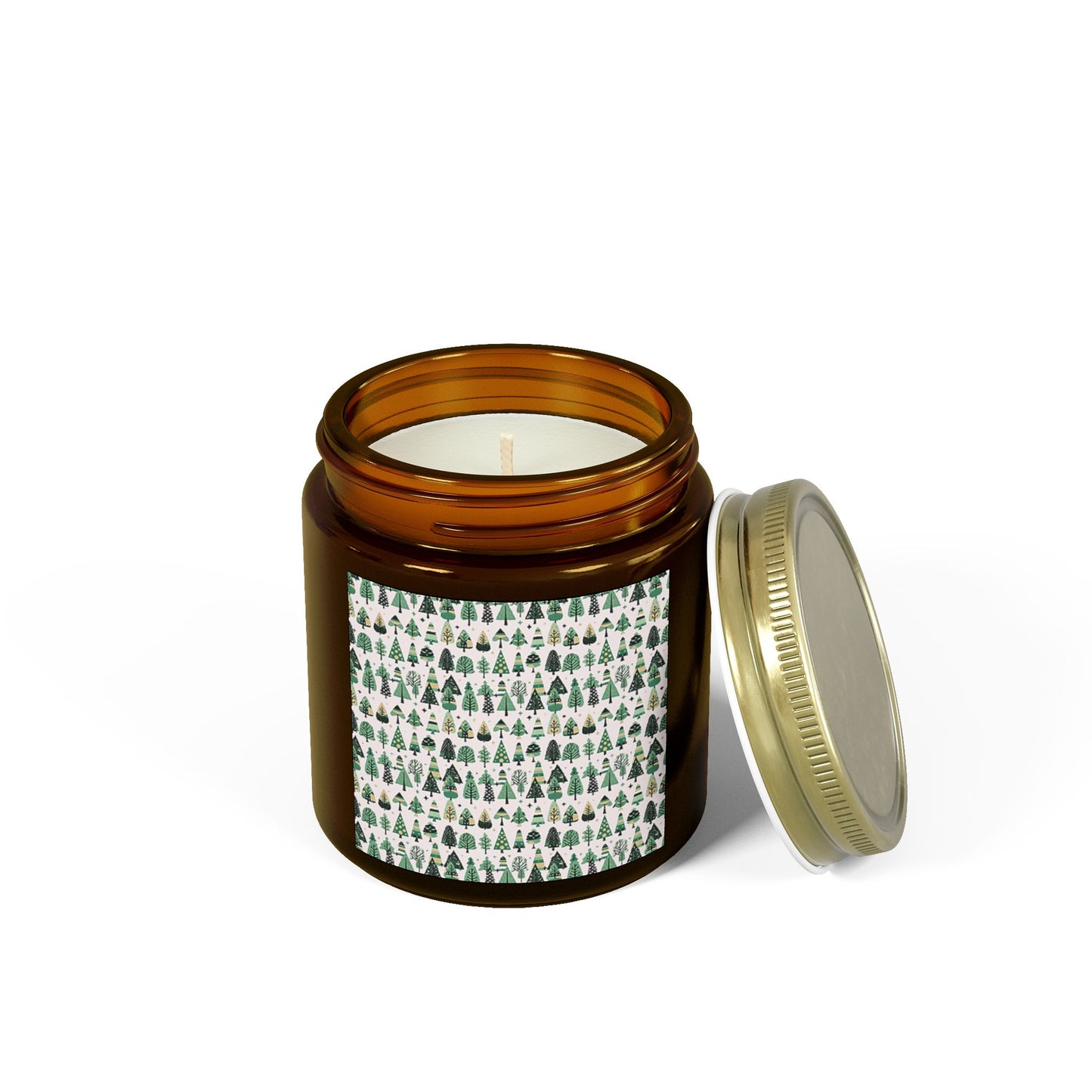 Mini Vintage Green Trees Scented Candles, Coconut Apricot Wax (4oz)