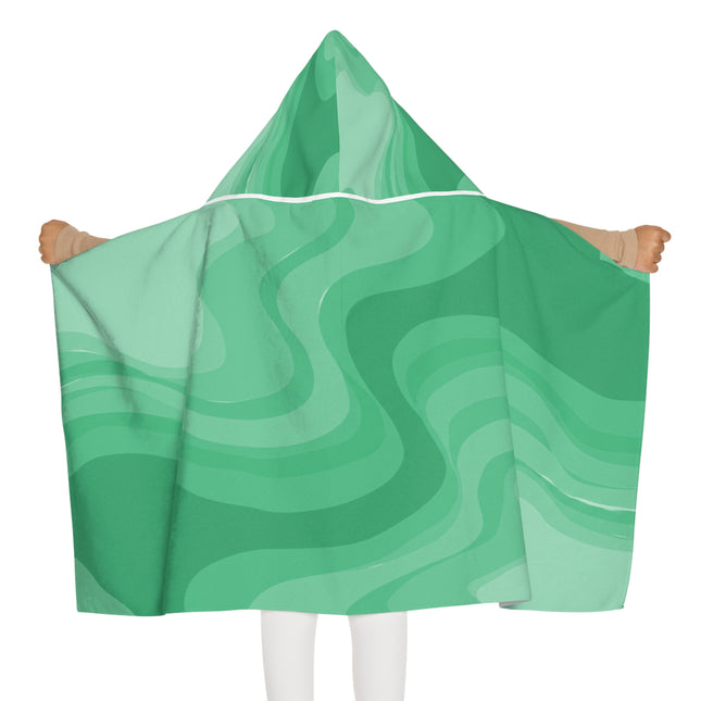 Mint Green Wavey Youth Hooded Towel, 24" x 48"
