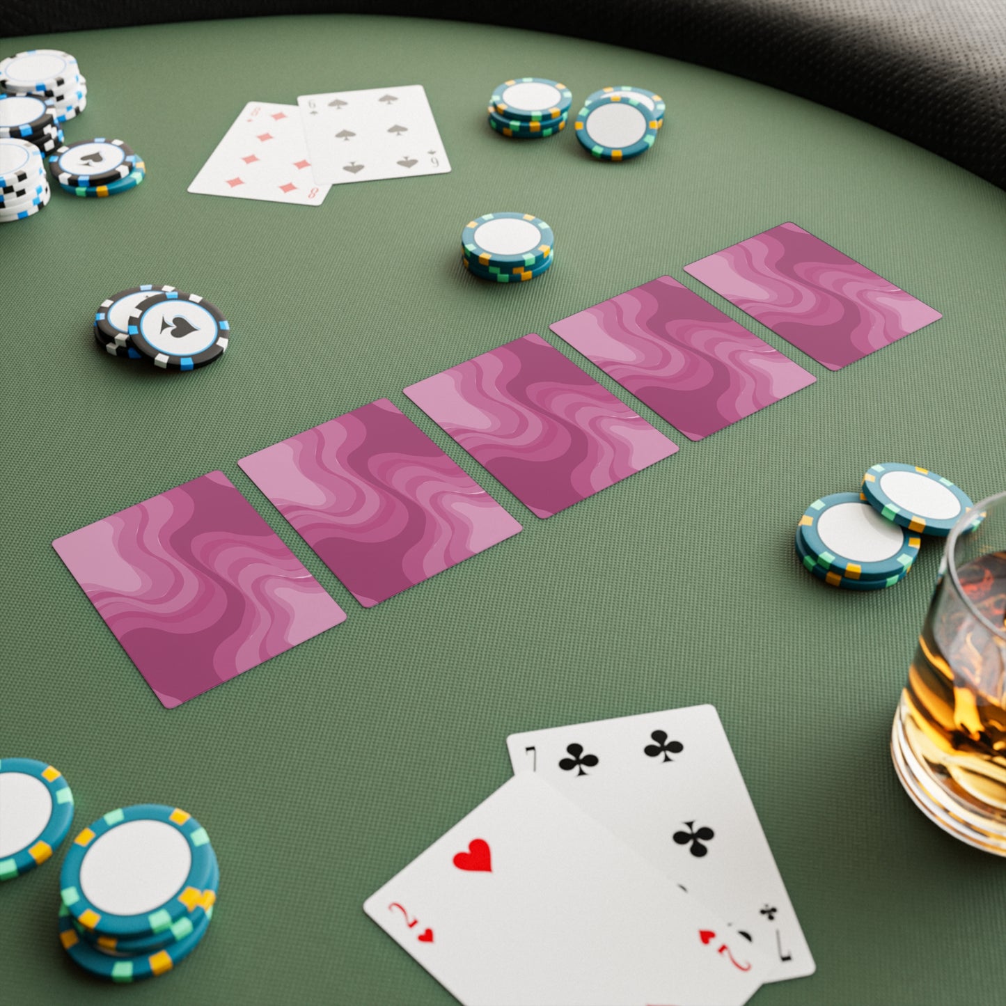 Pinky Mauve Wavey Poker Cards