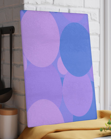 Pastel Purple Family Patches 11" x 15" Glass Cutting Board