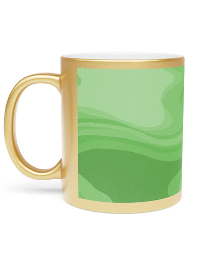 Greenie Meanie Wavey 11 oz Metallic Mug (Silver\Gold)