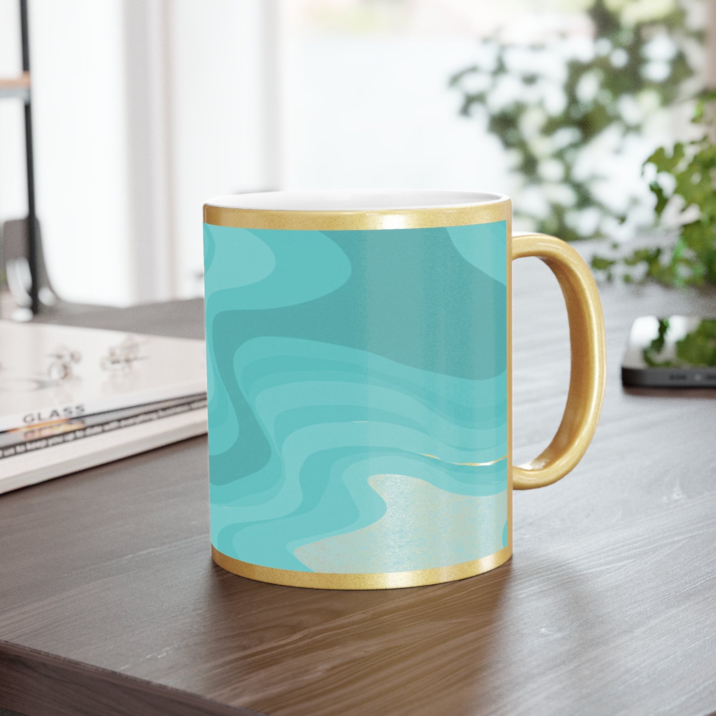 Tif Green Wavey 11 oz Metallic Mug (Silver\Gold)