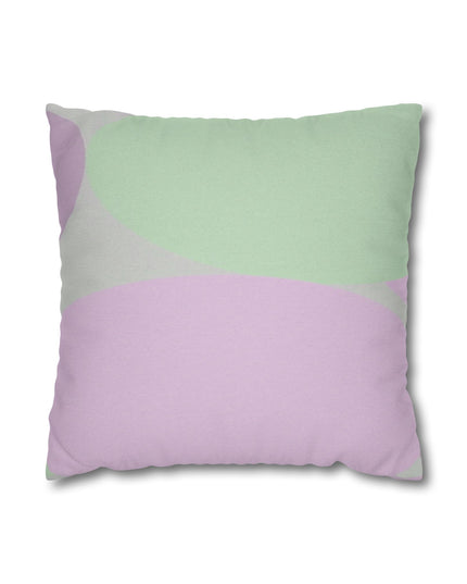 Pastel Lavender Purple and Soft Green Patches Spun Polyester Square Pillowcase, 14" x 14"