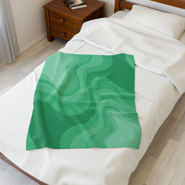 Mint Green Wavey Velveteen Plush Blanket, 30" x 40"