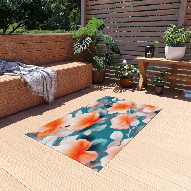 Orange Blossom Floral Bunch Outdoor Rug, 36" x 60"