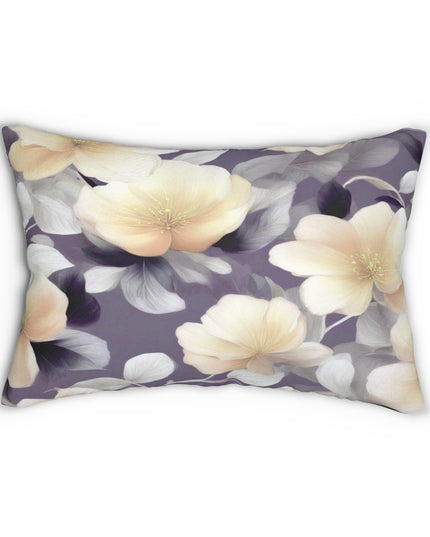 White Blush Floral Bunch Spun Polyester Lumbar Pillow, 20" x 14"