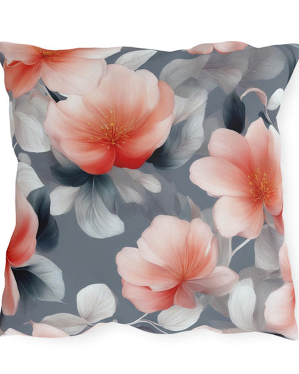 Red Blossom Floral Bunch 20" x 20" Outdoor Pillow
