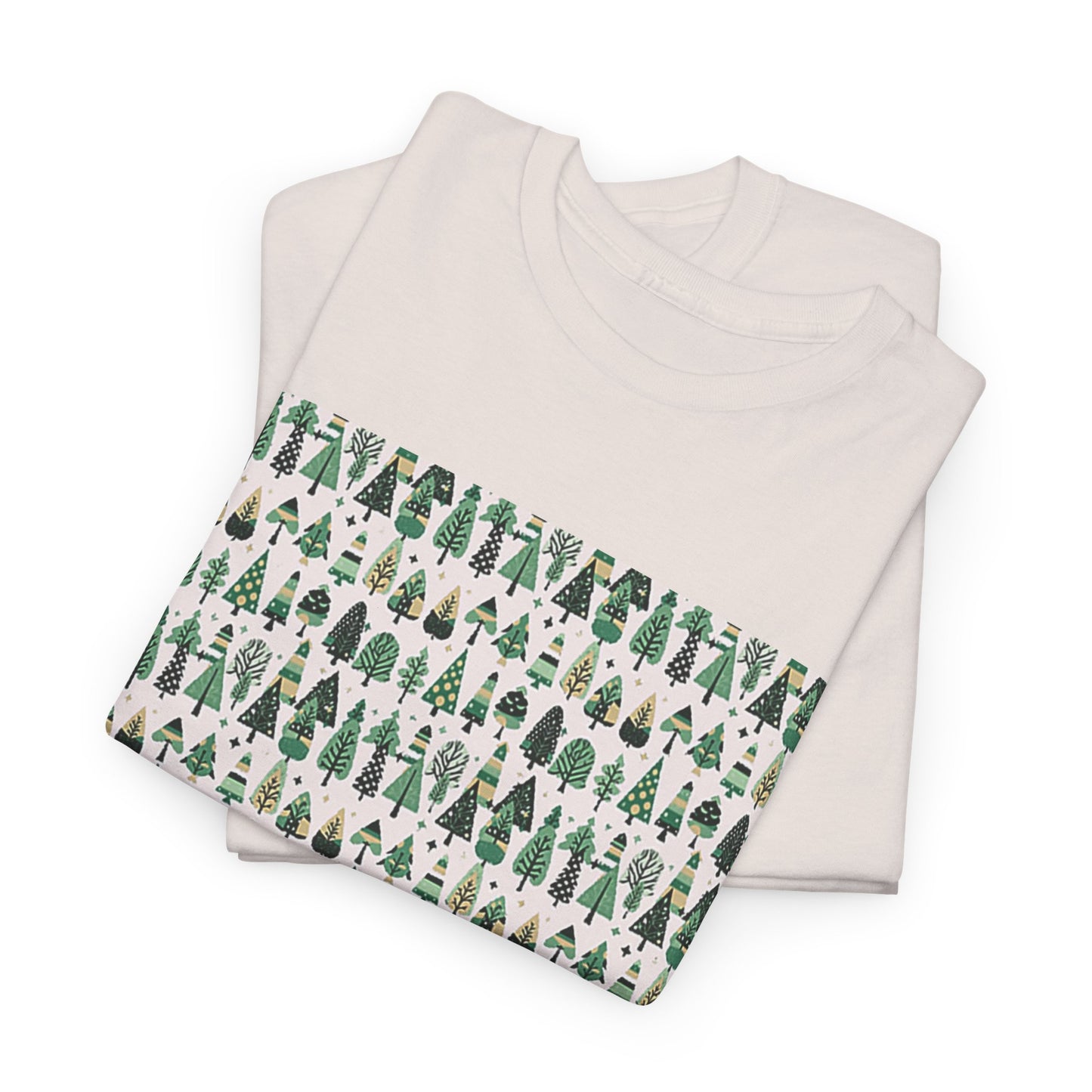 Mini Vintage Green Trees Unisex Heavy Cotton Tee, Medium