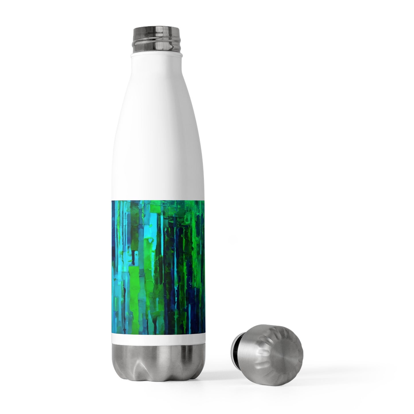 Striped Blue Green 20oz Insulated Water Bottle